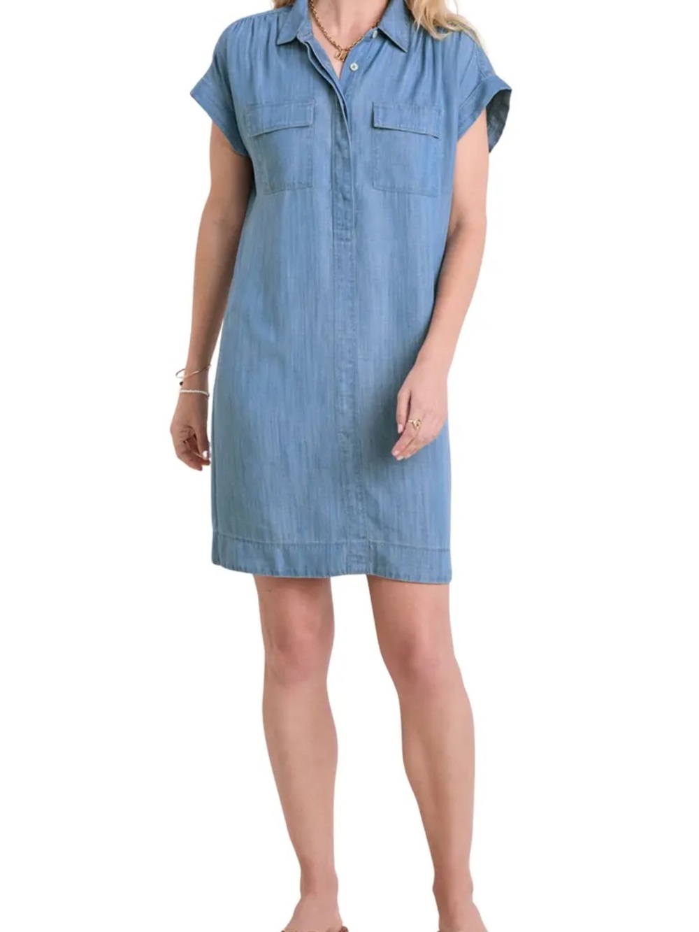 Vineyard Vines Light Blue jean Chambray Button-Front Shirt dress size 8